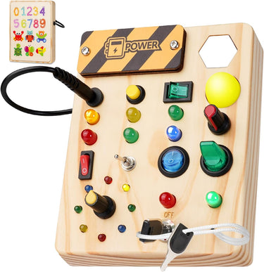 EcoToys GlowSwitch | Desarrolla la Creatividad de tu Niño Pequeño - Tablero de Juego de Madera LED Montessori